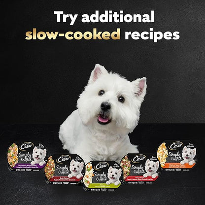 Cesar Simply Crafted Wet Dog Food Toppers for Dry Food, Chicken, Duck, Purple Potatoes, Pumpkin, Green Beans & Brown Rice, and Chicken, Carrots, Barley & Spinach Variety Pack, 1.3 oz Tubs, 8 Count