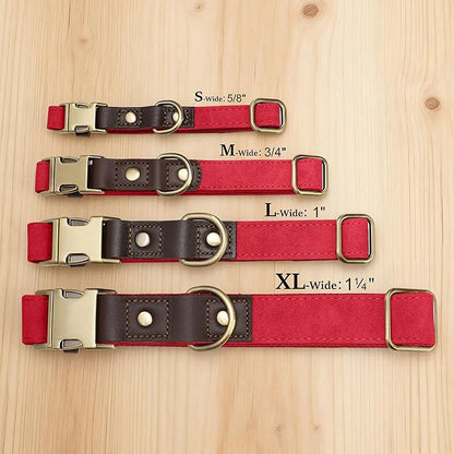 Didog Soft PU Leather Dog Collar for Large Dogs,Classic Adjustable Wide Dog Collars with Quick Release Metal Buckle,Easy Clean and Comfortable with Nylon Lining,Red,XL Neck 20-27", Width 1¼"