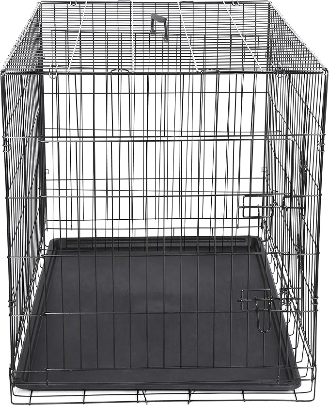 ZENY 30/36/42 Inch Dog Crate Double Door Folding Metal Dog or Pet Crate Kennel with Tray and Handle