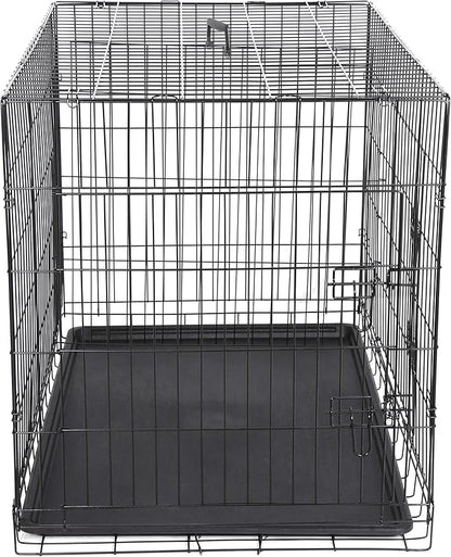ZENY 30/36/42 Inch Dog Crate Double Door Folding Metal Dog or Pet Crate Kennel with Tray and Handle