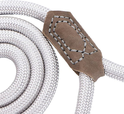 Mile High Life | Premium Leather Dog Leash | Strong Rope Leash | Leather Handle | Zinc Alloy Strong Clasp | Small Medium Large Dogs | 4/5/6 Feet(Sliver, 48 Inch (Pack of 1))