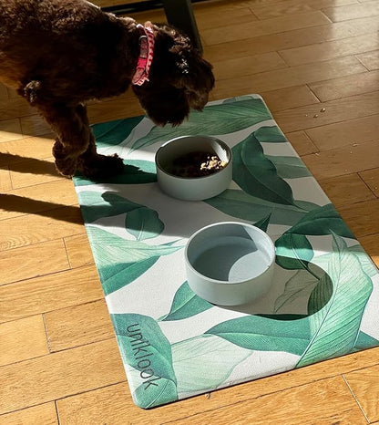Pet Placemat, Dog Cat Food Water Bowls Mat Feeding Station Pet Safe 28" X 16.5" Waterproof Easy to Clean Dog Modern Designs Boho Uniklook