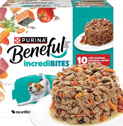 Beneful Purina Small Breed Wet Dog Food Variety Pack, IncrediBites With Real Beef, Chicken and Salmon - (Pack of 30) 3 Oz. Cans