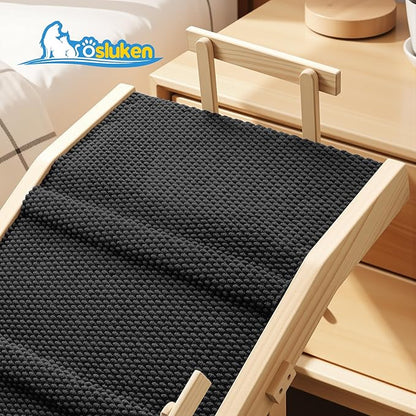 Dog Ramp for Bed with Rails, 64" Long Foldable Pet Ramp for Small Large Dogs, Dog Ramps for High Beds with Safety Side Railng, 6 Adjustable Heights 24" to 30" Up to 220LBS (Black, 63" X 17inch)