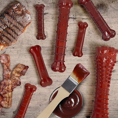 Nylabone Original & Textured Bone Power Chew Toy for Dogs, Durable & Tough Dog Toys for Aggressive Chewers, Basted Blast Bacon and Steak Flavor, X-Small Dogs - Up to 15 lbs, 2 Pack