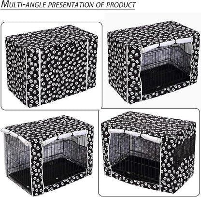 Pethiy Dog Crate Cover Durable Polyester Pet Kennel Cover Universal Fit for Wire Dog Crate - Fits Most 30 inch Dog Crates - Cover only-Black-30
