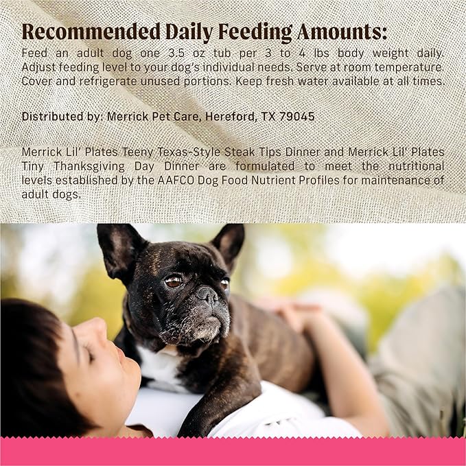 Merrick Lil’ Plates Grain Free Dinner Duos Soft Natural Wet Small Dog Food Variety Pack,Beef and Turkey - 2.6 lb. Tubs,(Pack of 24)