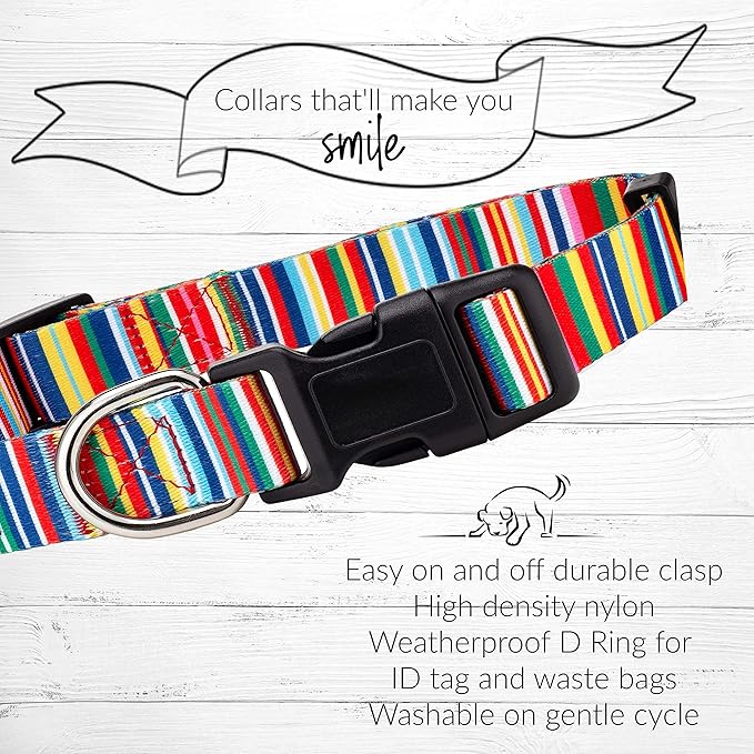 Lucky Love Dog - Easy Click Buckle Dog Collar with Leash Set Combo, Durable & Comfortable for Male & Female Dogs, Pet Collar for Small Dogs, Secure Fit - Hippie Combo, Small