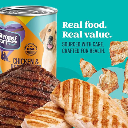 A Strong Heart Wet Dog Food, Puppy Chicken & Beef Dinner, Made with Real Chicken & Beef, Made in The USA, 13.2 oz Can (Pack of 12)