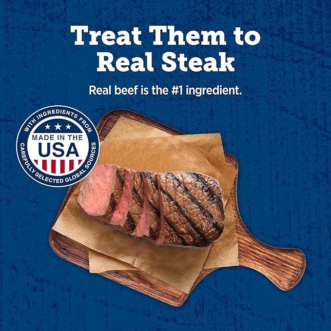 Blue Buffalo True Chews Premium Morsels Dog Treats, Made in The USA with Natural Ingredients, Steak, 10-oz Bag