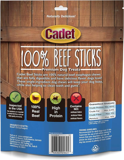Cadet 100% Beef Strips Dog Chew Sticks, Long-Lasting Single-Ingredient Natural Treats, High-Protein, Perfect for Small & Large Breeds, 12 oz
