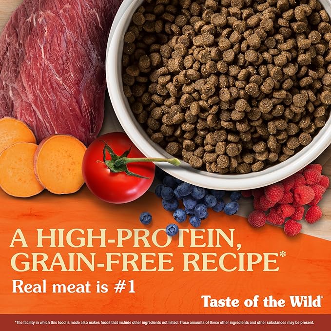 Taste of the Wild High Prairie Canine Grain-Free Recipe with Roasted Bison and Venison Dry Dog Food for Puppies, Made with High Protein from Real Meat and Guaranteed Nutrients and Probiotics 5lb