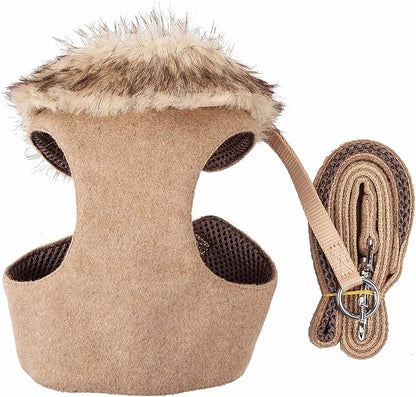 Pet Life ® Luxe 'Furracious' Mesh Reversed 2-in-1 Adjustable Chest Pet Dog Harness and Leash with Removable Fur Collar