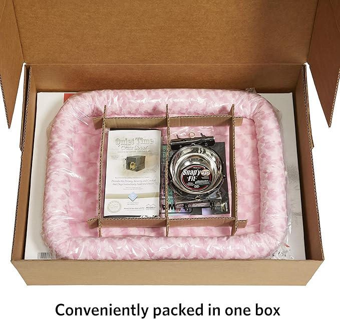 MidWest Homes for Pets Pink Fashion iCrate Starter Kit, 24-inch Dog Crate Bundle for Small Dogs, Includes Crate, Pet Bed, 2 Bowls and Privacy Cover