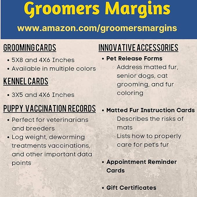 100 Dog Grooming Client Cards 5X8 Inch Client Profile Cards Dog Grooming Salon Must Haves for Pet Kennel Records, Groomer Customer Information Cards, Professional Pet Grooming Supplies