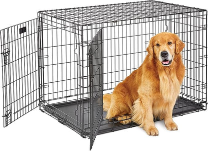 MidWest Homes for Pets 42-Inch LifeStages Crate for Large Breeds, 71-90 lbs, Double Door Folding Dog Crate with Divider Panel, Leak-Proof Tray & Secure Latch, Heavy-Duty & Easy to Assemble