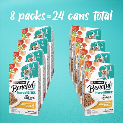 Purina Beneful Small Breed Wet Dog Food in Gravy, IncrediBites With Real Chicken - (8 Packs of 3) 3 oz. Cans
