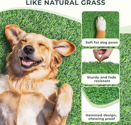 BurgeonNest Dog Grass Pad with Tray 35"x24", Includes Reusable Artificial Turf for Dog Litter Box, Ultra-Absorbent Washable Pee Pad & EVA Material Tray for Balcony, Apartment & Indoor/Outdoor Use