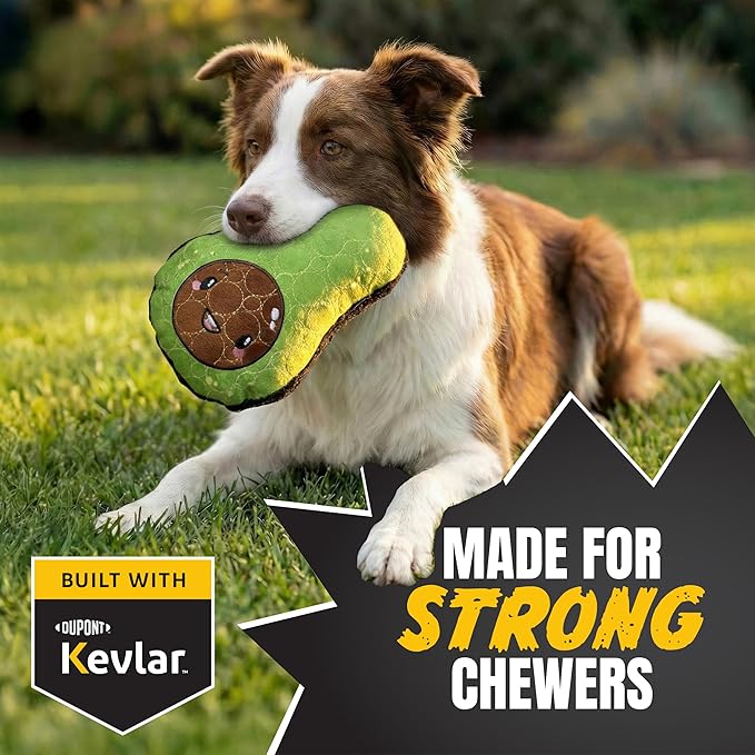 Bite Force - Durable & Strong Dog Toy Avocado Squeaker, Kevlar-Reinforced for Aggressive Chewers for Small Medium Large Dogs - Green.