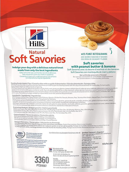 Hill's Natural Soft Savories Dog Treats, Peanut Butter & Banana, 8 oz. Bag