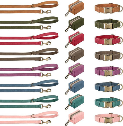 Didog Soft PU Leather Dog Collar, Stylish Quick Released Dog Collars for Medium Dogs, Easy Clean Adjustable Pet Collar for Daily Walking, Pink, M Fit 14-18" Neck