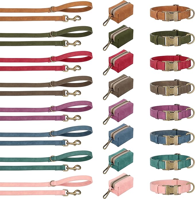 Didog Soft PU Leather Dog Collar, Stylish Quick Released Dog Collar for Large Dogs, Easy Clean Adjustable Pet Collar for Daily Walking, Red, L Fit 16-22" Neck