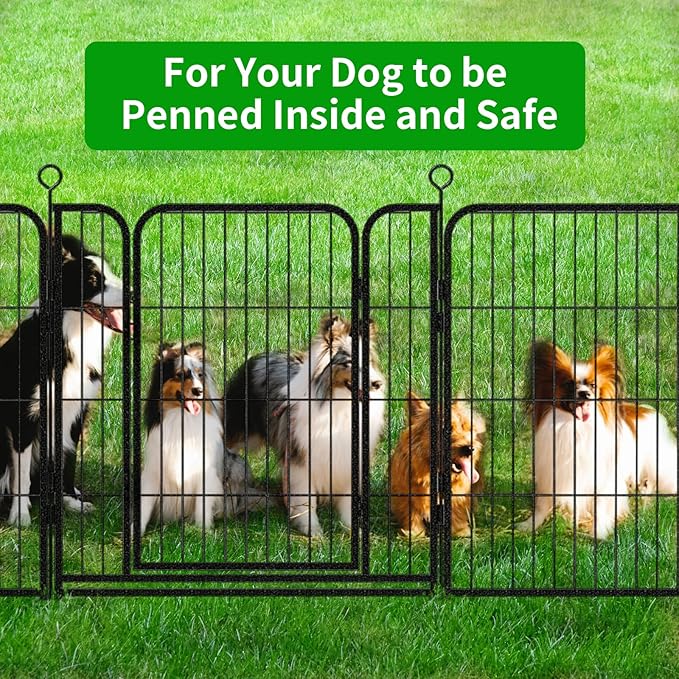 Kfvigoho Dog Playpen Outdoor Extra Wide 24 Panels Heavy Duty Dog Fence 32" Height Anti-Rust with Doors Portable for RV Camping Yard, Total 63FT, 316 Sq.ft, Snowy Black