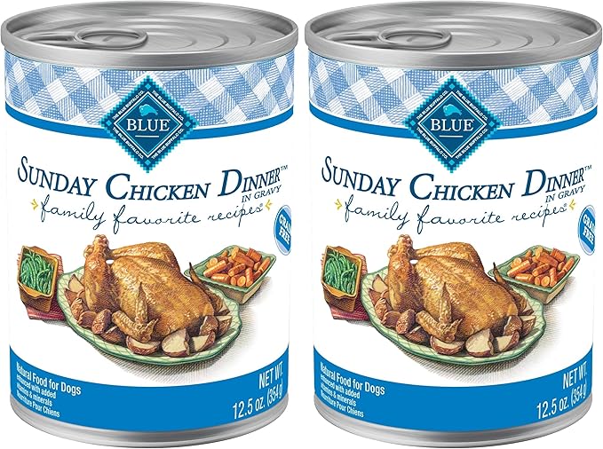 Blue Buffalo Family Favorites Adult Wet Dog Food, Made with Natural Ingredients, Sunday Chicken Dinner, 12.5-oz Can, 12 Count (Pack of 2)