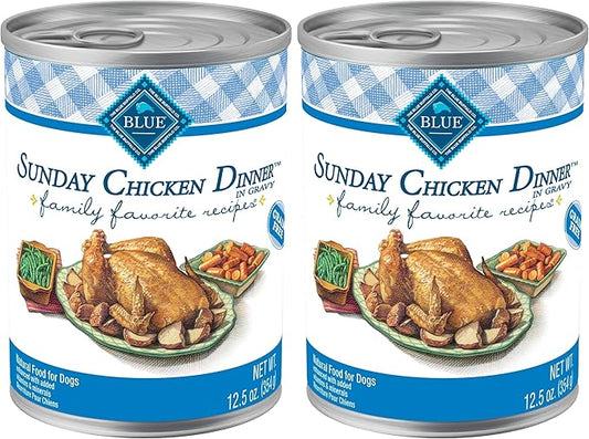 Blue Buffalo Family Favorites Adult Wet Dog Food, Made with Natural Ingredients, Sunday Chicken Dinner, 12.5-oz Can, 12 Count (Pack of 2)