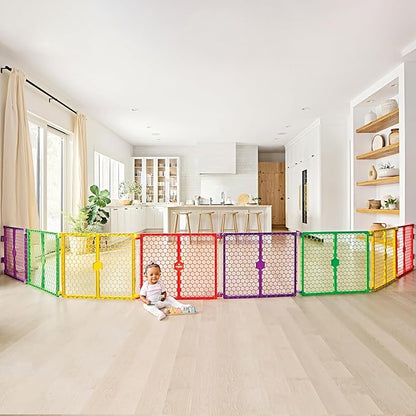 Regalo Safety 260" Super Wide Baby Gate & 8-Panel Playpen, 2-in-1 Convertible Baby Play Yard, Large Foldable Play Pen for Babies, Toddlers & Pets, Includes Wall Mount Kit, Multi-Colored