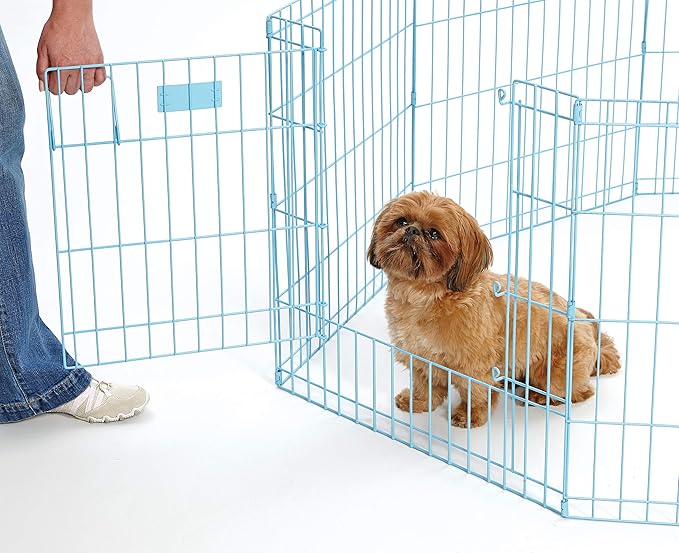 MidWest Homes for Pets 24-Inch Exercise Pen, for Indoor and Outdoor Use, 16 Sq Feet of Play, Single Door Folding Dog Pen, with Large Door Opening & Secure Latch, Easy to Set Up, Foldable Dog Playpen