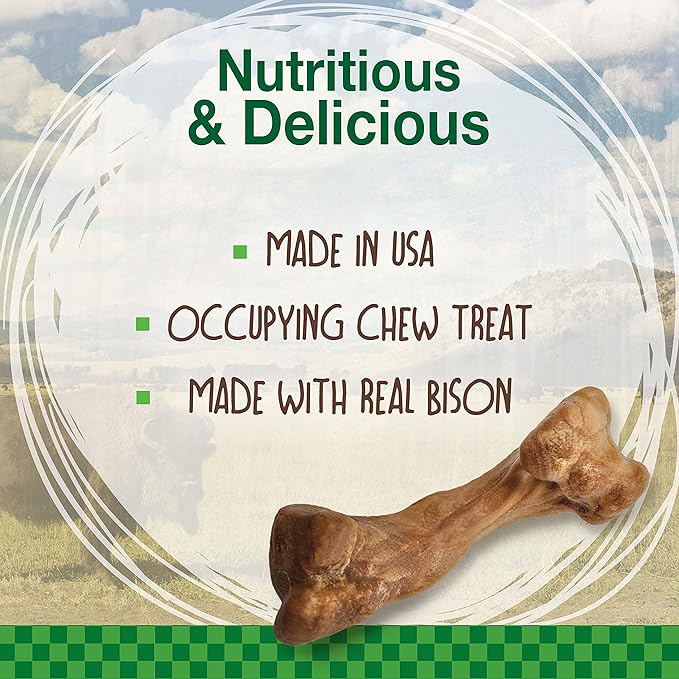 Nylabone Healthy Edibles Wild Natural Dog Chews,Long Lasting Bones for Dogs,Bison Flavor Dog Treats,Medium,2 Count (Pack of 2)