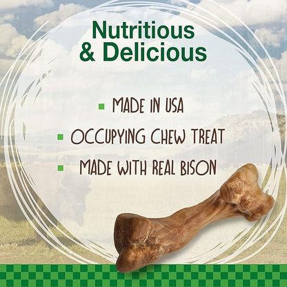 Nylabone Healthy Edibles Wild Natural Dog Chews,Long Lasting Bones for Dogs,Bison Flavor Dog Treats,Medium,2 Count (Pack of 2)