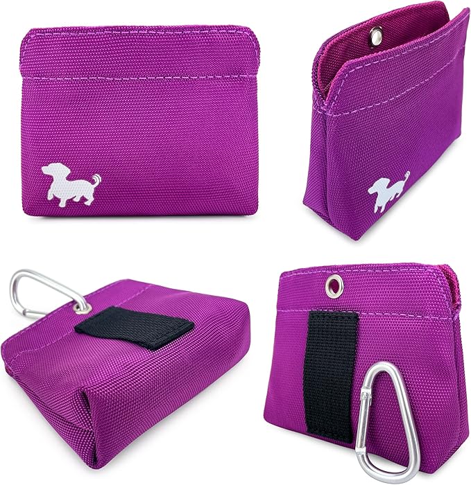 Small Dog Treat Pouch – Slim Magnetic Pocket Dog Treat Bag for Walking & Training – Discreet Clip On Treat Pouch for Leash, Waistband or Pocket – Mess Free Storage (Pink)