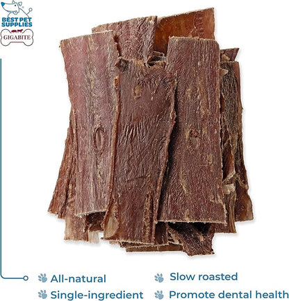 GigaBite Beef Esophagus Dog Treats - Natural Gullet Sticks for Dogs, High Protein Single Ingredient Dog Chews, Rawhide Free Dental Dog Treats for All Dog Breeds - Strips (6 Inch), Pack of 22