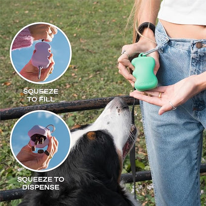 Springer Dog Treat Pouch for Effort-Free Squeeze Dispensing - Easy-Fill, Food-Grade Silicone Treat Pouches for Pet Training - Includes Carabiner-Green