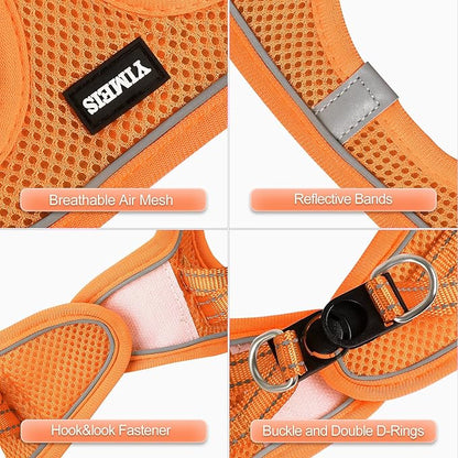 YIMEIS Dog Harness and Leash Set, No Pull Soft Mesh Pet Harness, Reflective Adjustable Puppy Vest for Small Medium Large Dogs, Cats (Orange01, X-Small (Pack of 1)