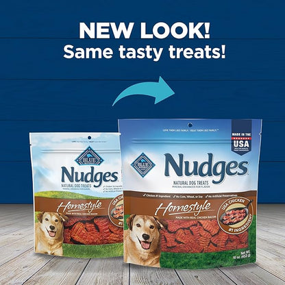 Blue Buffalo Nudges Homestyle Natural Dog Treats Chicken and Bacon, 16-oz Bag