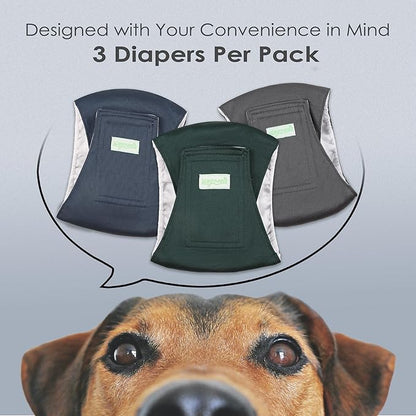 wegreeco Washable Male Dog Belly Band (Stylish Pattern)- Pack of 3 - Washable Male Dog Belly Wrap, Dog Diapers Male (Blue, Green, Charcoal, Large)