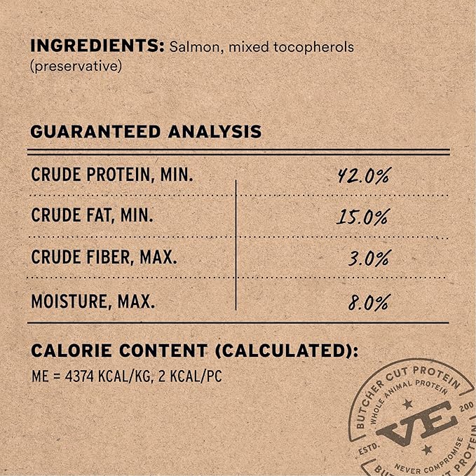 Vital Essentials Freeze Dried Dog Treats | Salmon Bites, Single Protein | Premium Quality | Grain Free Training Treats for Dogs, 2.5 oz Bag
