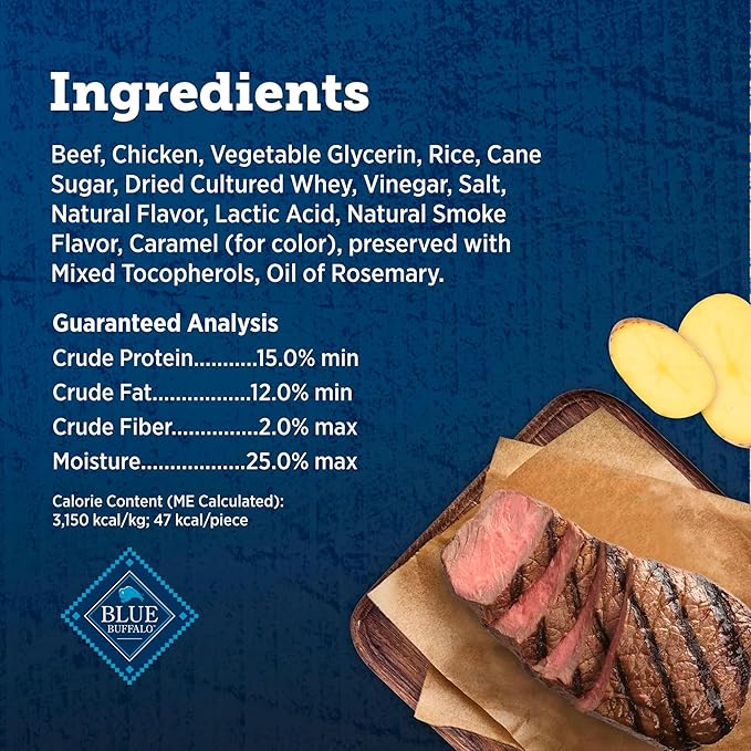 Blue Buffalo True Chews Premium Jerky Cuts Dog Treats, Made in the USA with Natural Ingredients, Beef, 20-oz Bag