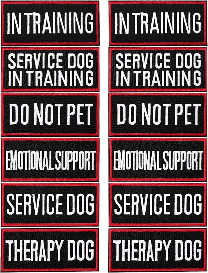 Pistha 12 Pieces Removable Tactical Dog Harness Service Dog Vest Patches Do Not Pet in Training and Emotional Support Dog Vest Patches(3.6 x 1.6Inch)