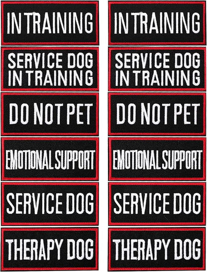 Pistha 12 Pieces Removable Tactical Dog Harness Service Dog Vest Patches Do Not Pet in Training and Emotional Support Dog Vest Patches(3.6 x 1.6Inch)