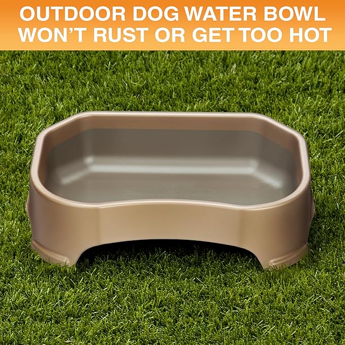 Neater Pet Brands Extra Large Water Bowl for Dogs, Outdoor Dog Water Bowl (1.25 Gallon XL Capacity), Big Trough Style Food Dish for Indoors or Outside, No Spill Large Dog Bowls, Champagne