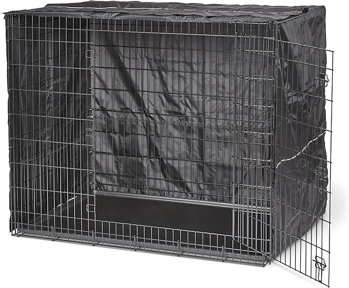 MidWest Homes for Pets XXL Dog Crate Cover, Black Polyester Privacy Kennel Cover Fits Most Giant 54-Inch Crates, Machine Washable, Reduces Barking & Chewing