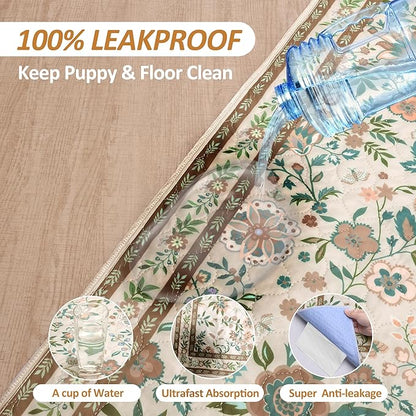 Washable Pee Pads for Dogs, 2 Pack Super Absorbent Reusable Puppy Pads with Colorful Flowers Patterns for Potty Training, Floor, Couch, Bed, and Crate,31"x 36"