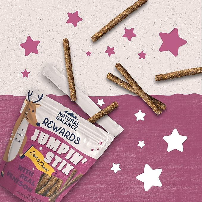 Natural Balance Limited Ingredient Rewards Jumpin' Stix, Grain-Free Dog Treats for Adult Dogs of All Breeds, Venison Recipe, 10 Ounce (Pack of 1)