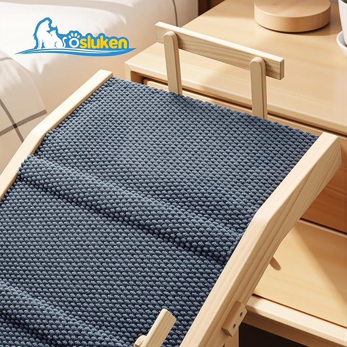 Dog Ramp for Bed with Rails, 64" Long Foldable Pet Ramp for Small Large Dogs, Dog Ramps for High Beds with Safety Side Railng, 6 Adjustable Heights 24" to 30" Up to 220LBS (Gray, 64" X 17inch)