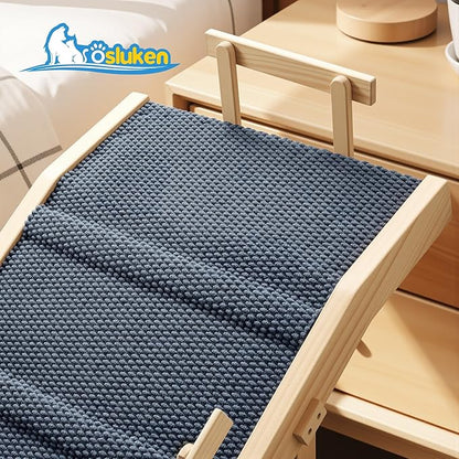 Dog Ramp for Bed with Rails, 64" Long Foldable Pet Ramp for Small Large Dogs, Dog Ramps for High Beds with Safety Side Railng, 6 Adjustable Heights 24" to 30" Up to 220LBS (Gray, 64" X 17inch)