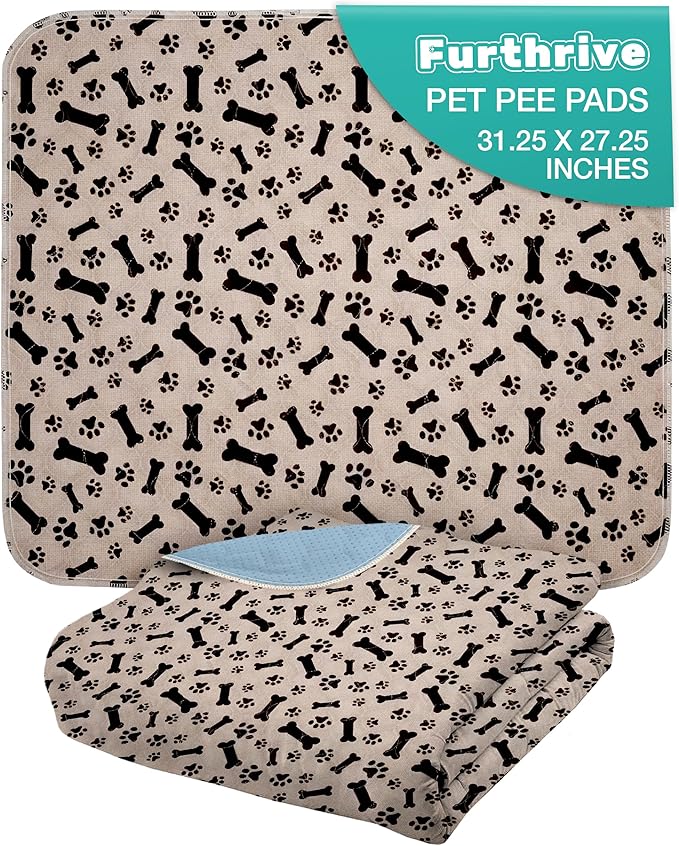 Furthrive Washable Pee Pads for Dogs with Pheromone Attraction, Reusable Puppy Pads, Waterproof Non-Slip Training Pad, 31.25 × 27.25 in, Pet-Friendly for Crates, Apartments, Puppy Supplies (One Unit)